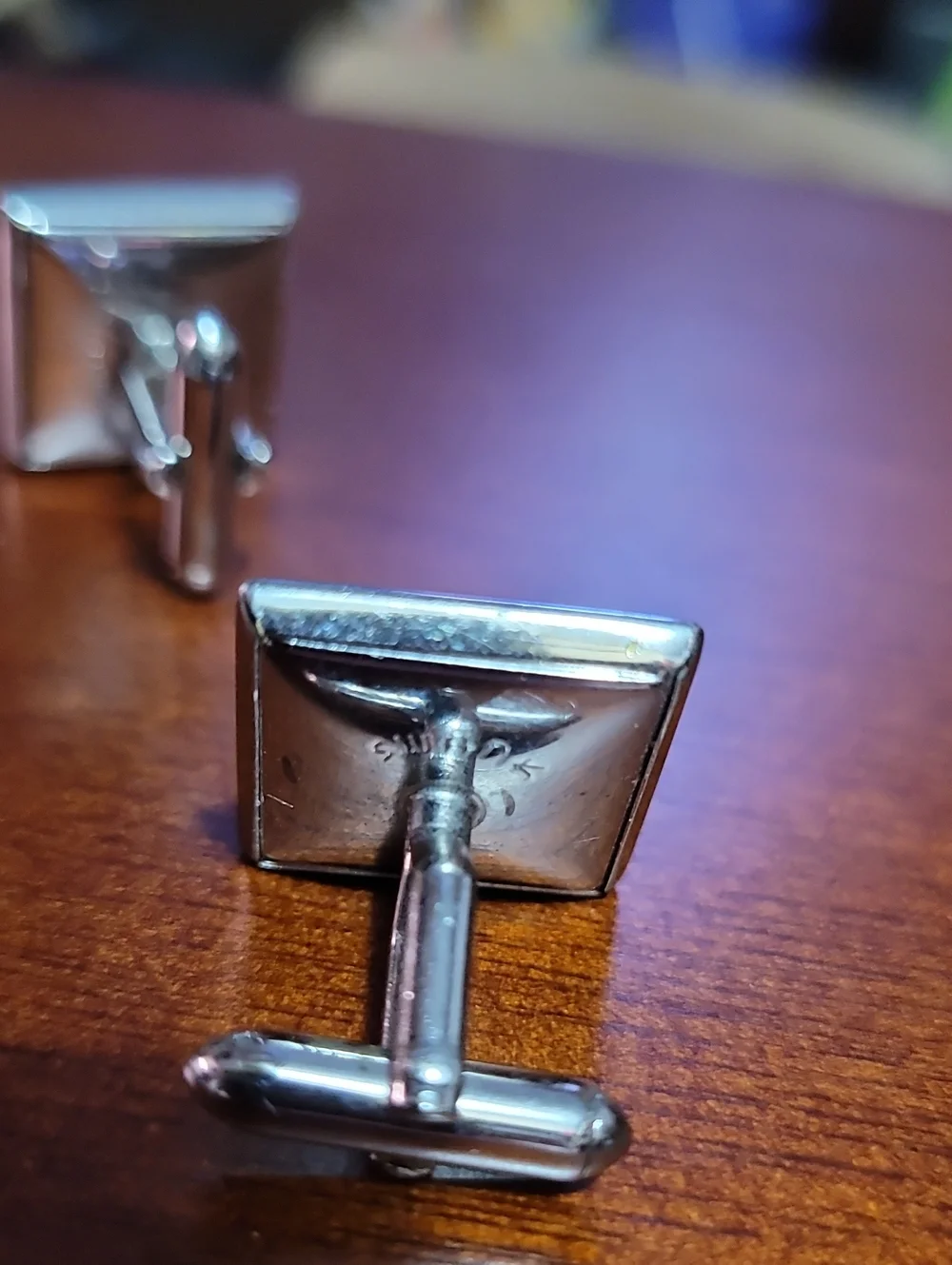 Mid-Century Cufflinks. Silver-tone And Onyx Cufflinks. Signed SWANK